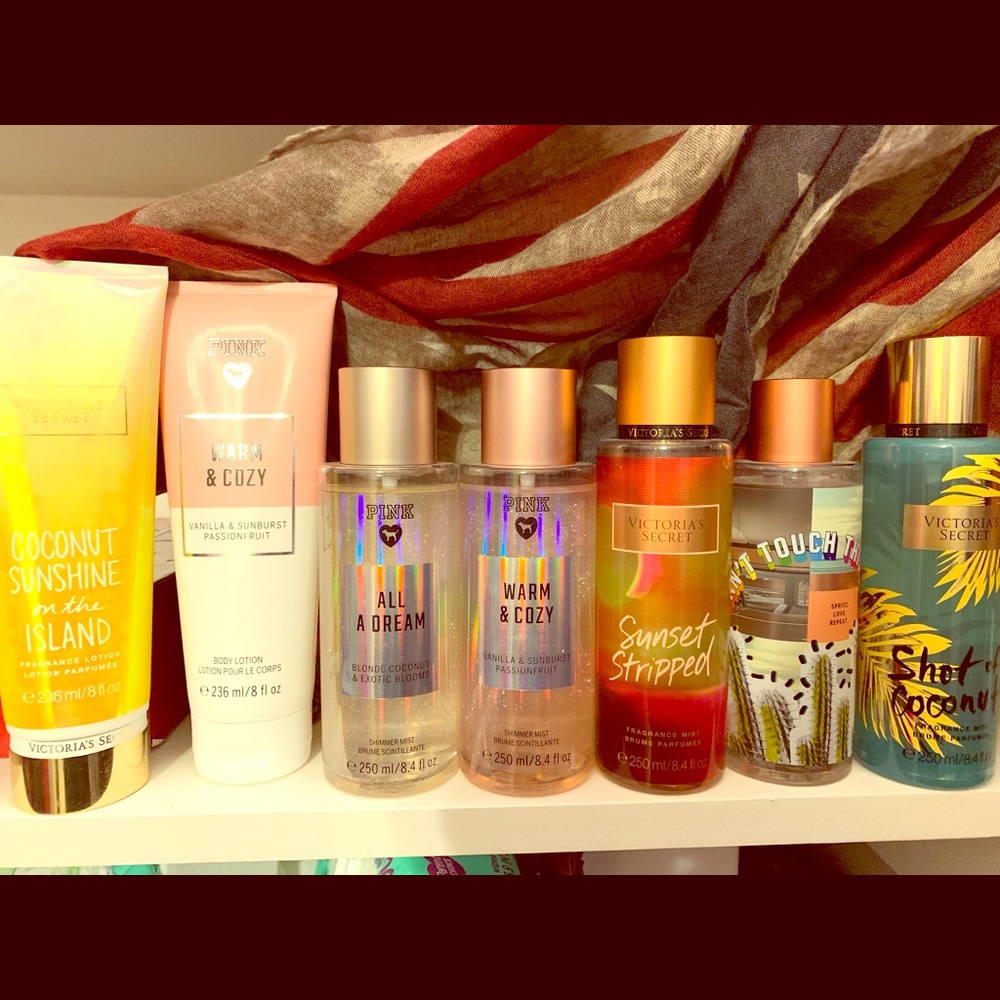 VS and Pink sprays and lotions